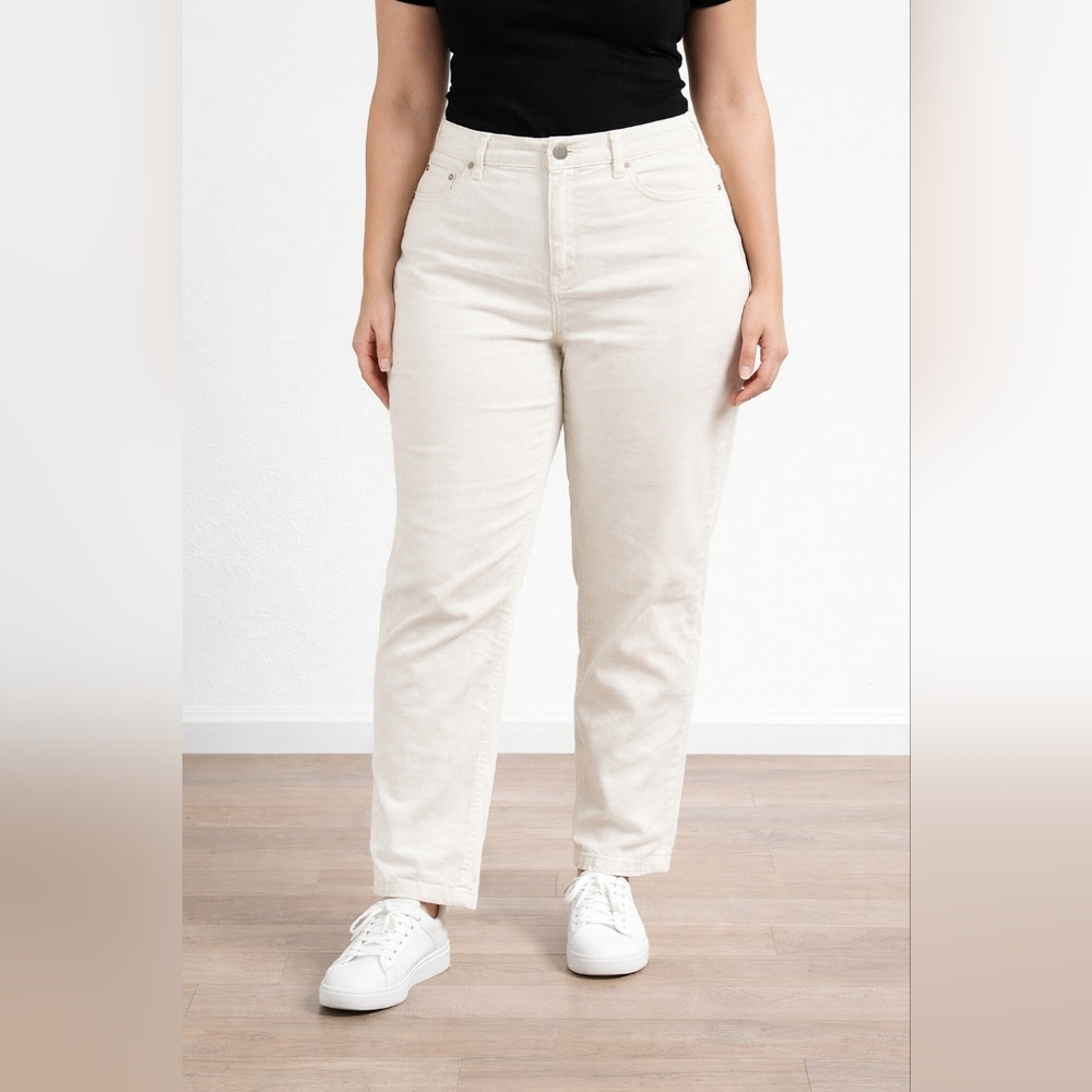 mySTYLE Cream Corduroy Pants Size 12 Stretch Straight Neutral